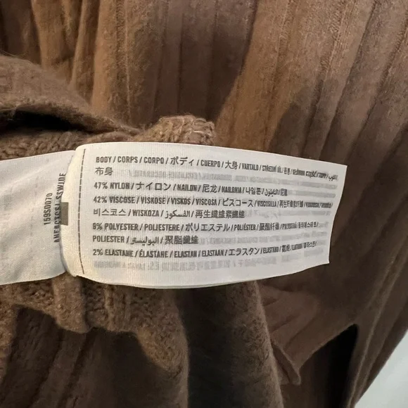 Abercrombie & Fitch brown ribbed mock neck sweater midi dress - Picture 6 of 9